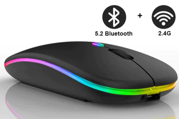 Bluetooth Wireless Mouse for Computer PC Laptop Ipad Tablet with RGB Backlight Mice Ergonomic Rechargeable USB Mouse Gamer